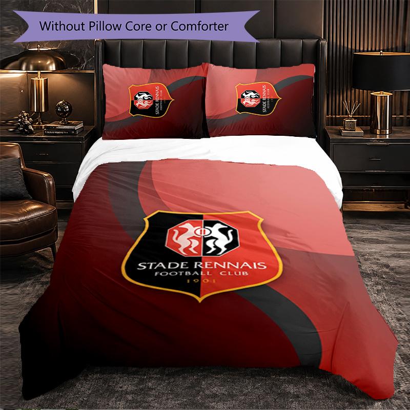 Stade Rennais FC Themed Bedding 3Pcs Duvet Cover Set Decorative Bed Linen For Teen Room Home Decoration