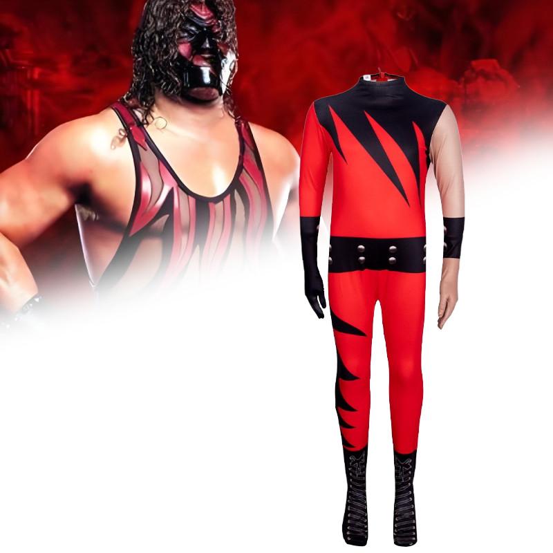 Wwe Kane Costume Kids Cosplay Jumpsuit With Mask For Halloween Party
