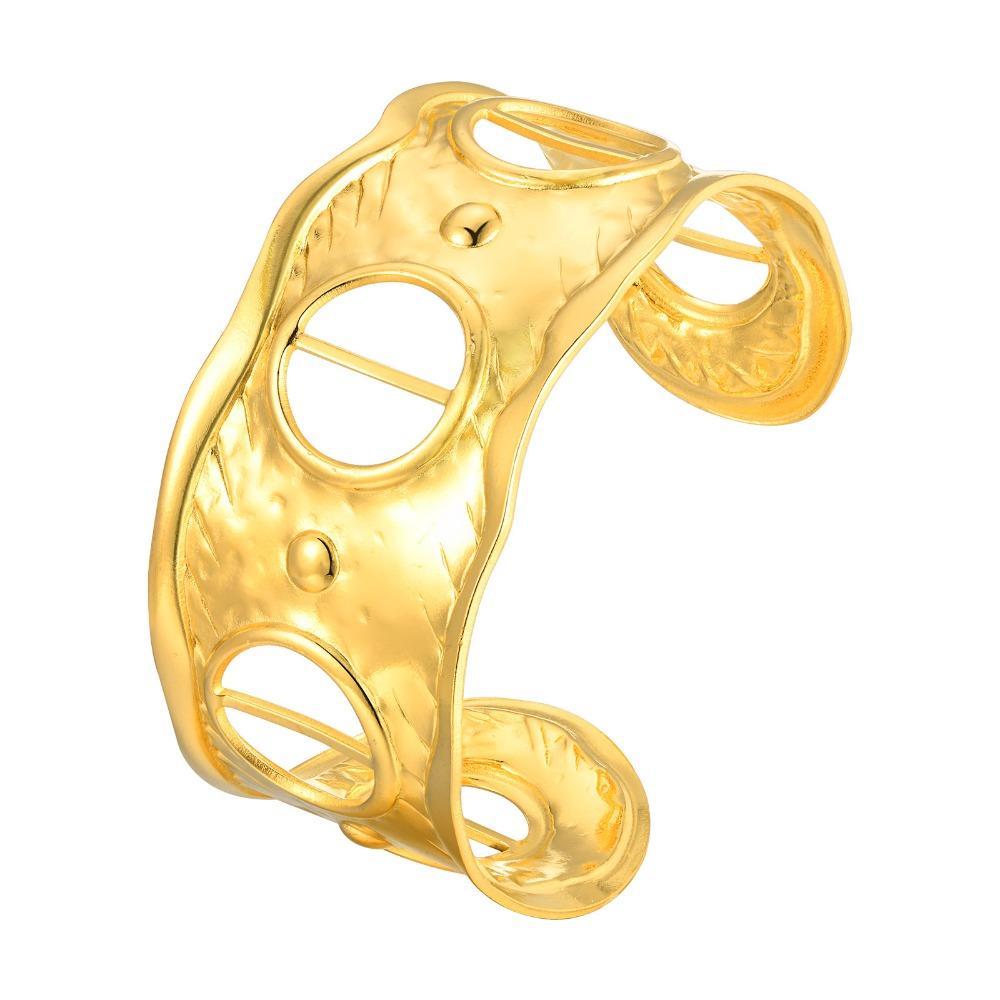 Luxury Silk Scarf Open Bracelets Retro Exaggerated Bracelet Elegant Golden Metal Bracelet  Women