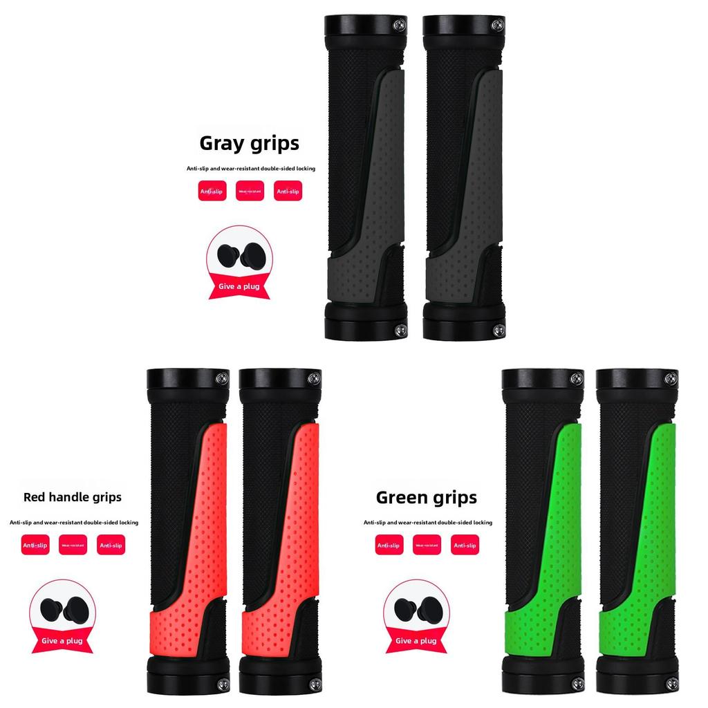 Bicycle Rubber Handlebar Grips With Locking Dual Sides Antislip For Mountain Bike Riding