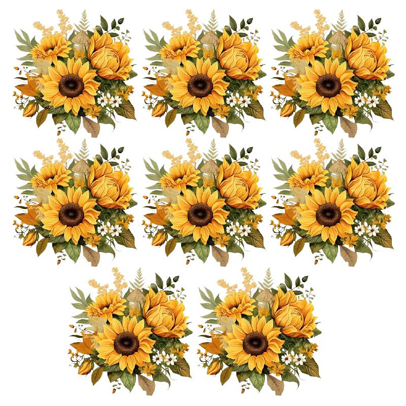 

Sunflower Wall Stickers Set of 8 for Cabinet Bedroom and Living Room Decoration PVC Material 29x29CM Easy to Maintain China Mainland