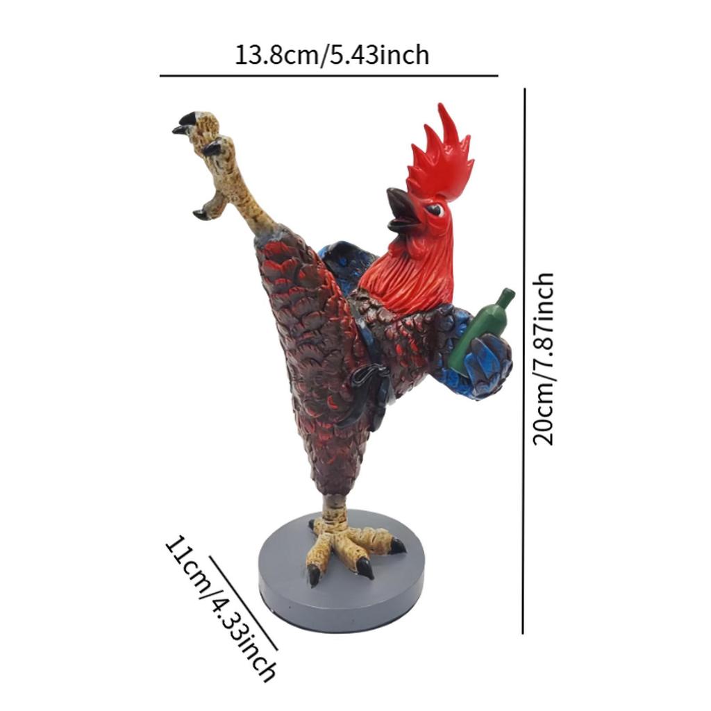 Kung Fu Chicken Figurine Modern Traditional Creative Rooster Statue Resin Sculpture for Fireplace Cabinet Entryway Desk Tabletop