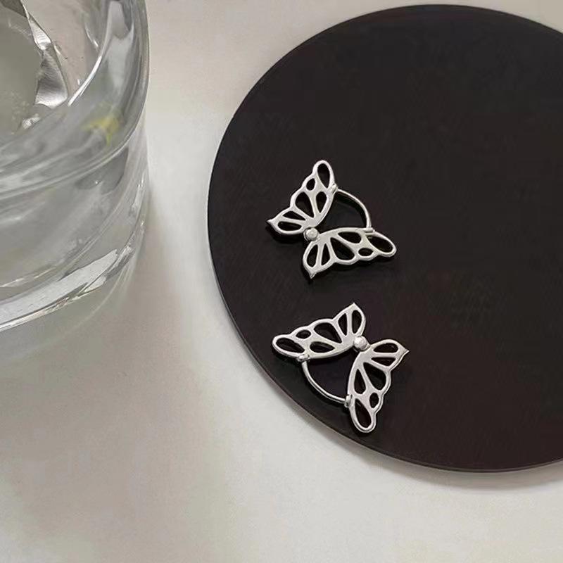 

Korean Fashion Copper Color Hollow Butterfly Earrings For Women Exquisite Small Casual Zircon Accessories Girlfriend Gift