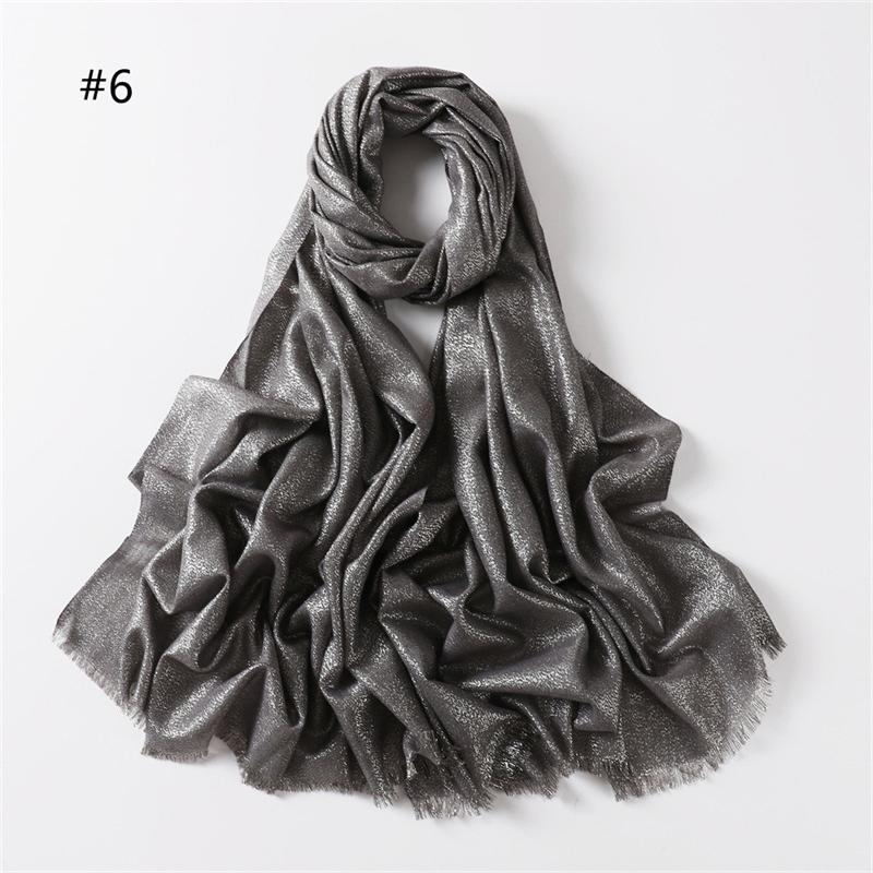 23 Colors Glitter Hijab Cotton Scarf Wraps Plain Shawls Rayon Fabric Silk Silver Wire Headscarf Muslim Scarf Women Instant Hijab
