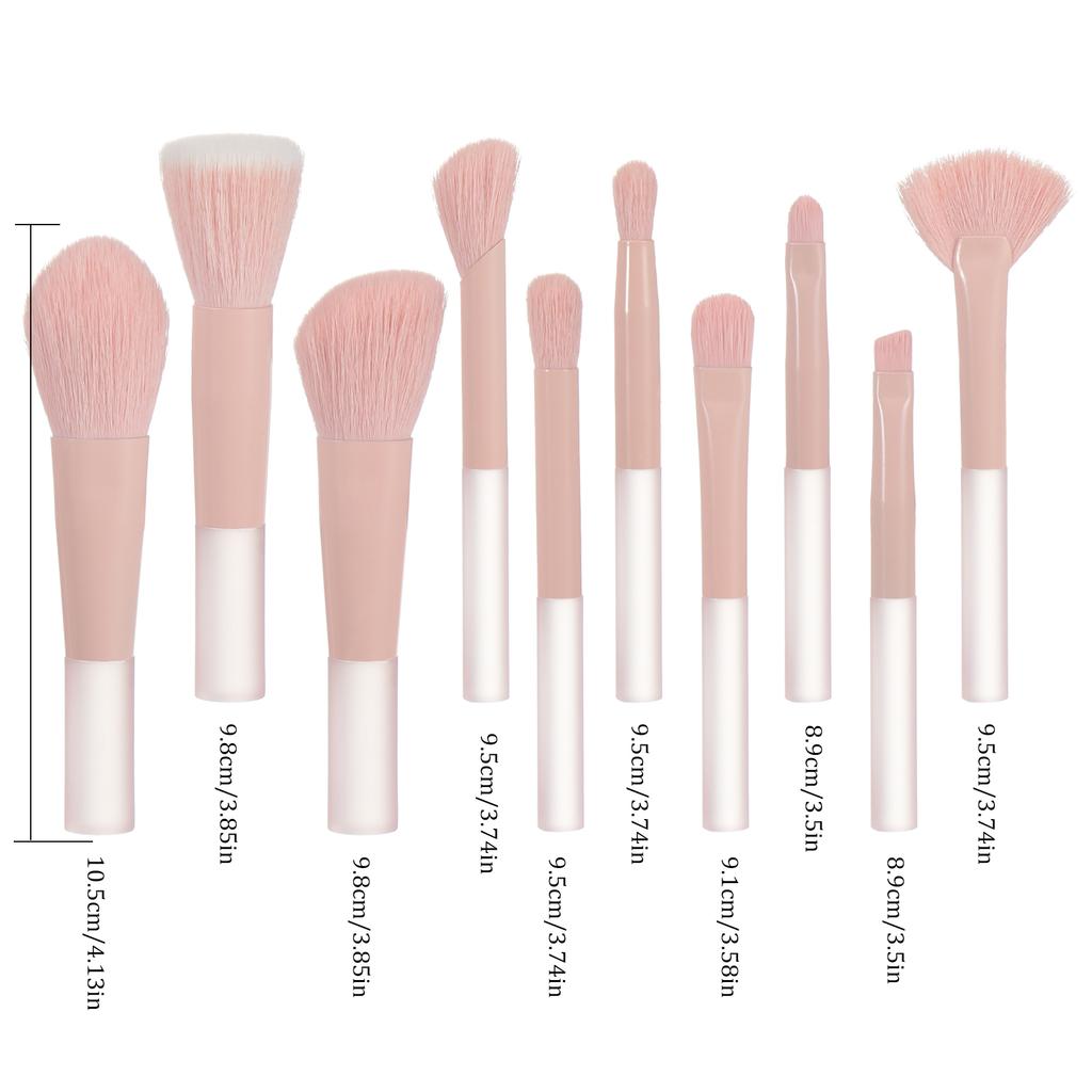 10 Pink Mini Makeup Brush Travel Portable Makeup Tool Makeup Puff - Palm Brush Professional Makeup Tool Set