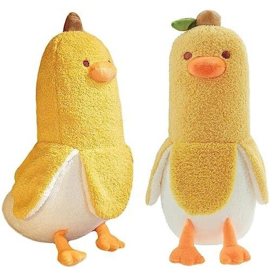 Homehalo Stuffed Animal Banana Body Pillow Cute Duck Plush Fluffy Cuddle Funny Long Comfortable Gift Mothers Day Celebration Christmas (50CM Yellow)
