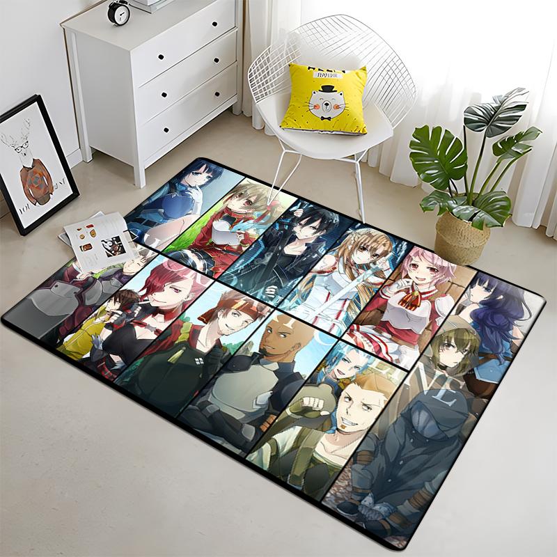 Hot Anime SAO Sword Art Online Modern House Living Room Floor Matte Bedroom Carpet Art Poster Mat Pattern Decorative Square Rug