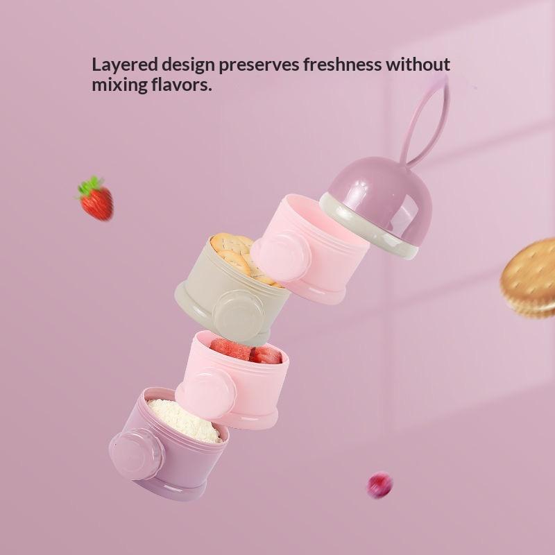 Baby Portable Food Storage Box 3/4 Layer Bear Style Toddler Snack Container Children Baby Milk Powder Box Baby Feeding Cup