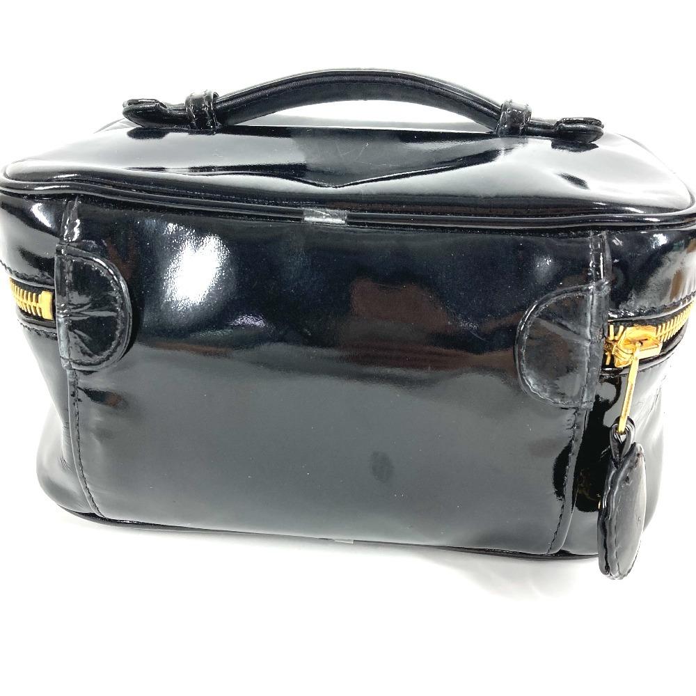 CHANEL Monogram Vanity bag CC CC Mark logo Bag Hand Bag Hand Bag enamel Black