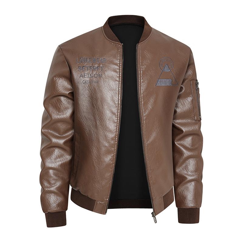 Leather Jacket Men's Jacket Spring New Stand-up Collar Jacket Men's Top Windproof Casual Jacket Men's Handsome Men's Handsome