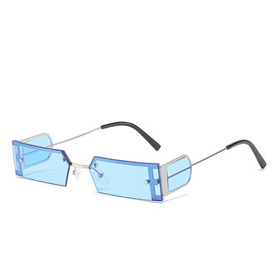 Small Square Sunglasses, Trendy Metal Half-Frame One-Piece Sunglasses For Women, Funny Street Glasses With Personality