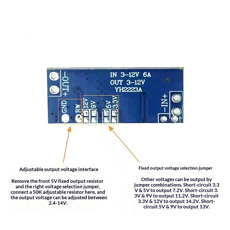 

1Pcs 6A Mini DC-DC Boost Module Power Module Fixed Output Step-up Converter 3.3V 5V 9V 12V For Drones RC Models BEC