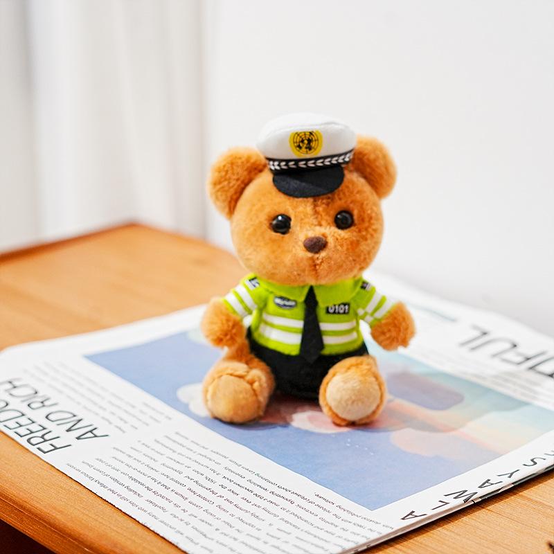 Police Fire Bear Bunny Doll Iron Horse Doll Plush Toy Traffic Police Pendant Teddy Bear Cute