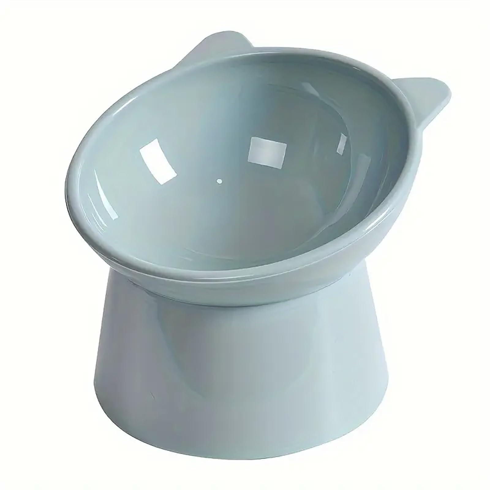 

15-degree inclined anti-vomiting tall cat food basin beard protection plastic inclined frame indoor pet drinking water feeding синий