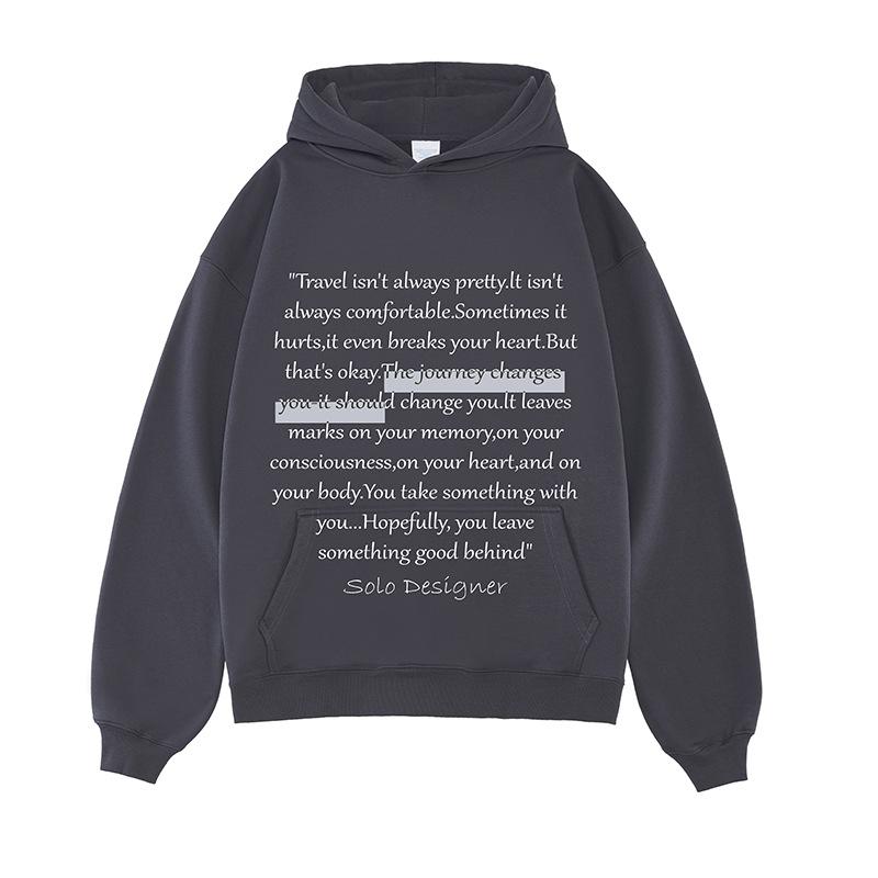 Spring and Autumn Guochao Loose Retro American Casual Fleece Hooded Sweater
