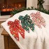 Red And Green Christmas Hair Clips Bows for Women Girls, Snowman Bow Clips, Handmade Elk Printed Bows, Festive Holiday Ribbons with Long Tail,