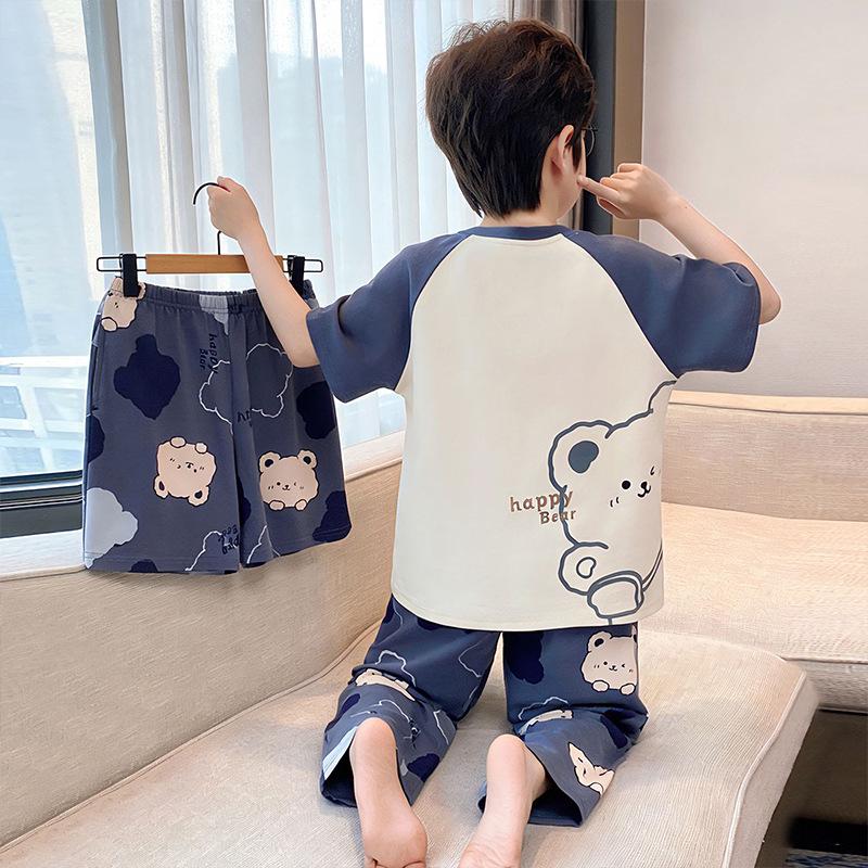 Slim Fit Summer Pajama Set for Boys - Lightweight, Casual Short Sleeve