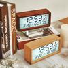 Large Screen Date Temperature LED Wooden Digital Alarm Clock Multifunctional Humidity Backlight 12/24 Hour Snooze Table Clock