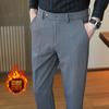 Light Luxury Winter Velvet Men's Casual Trousers Thickened Warm Men's Trousers Small Straight Light Business Men's Trousers