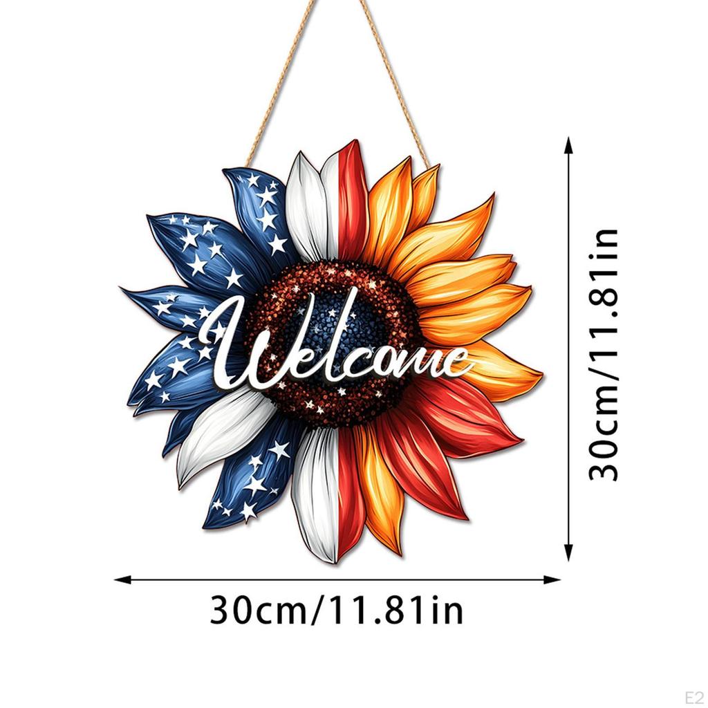 Sunflower Welcome Door Hanger Decorative Home Decor Gift, Wooden Flower Sign, Front Hanging