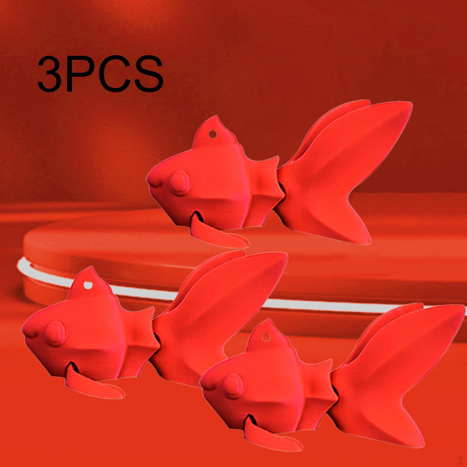 

3D Printed Fish Figure Prosperity Pendant for Bookshelf and Desk Display Red