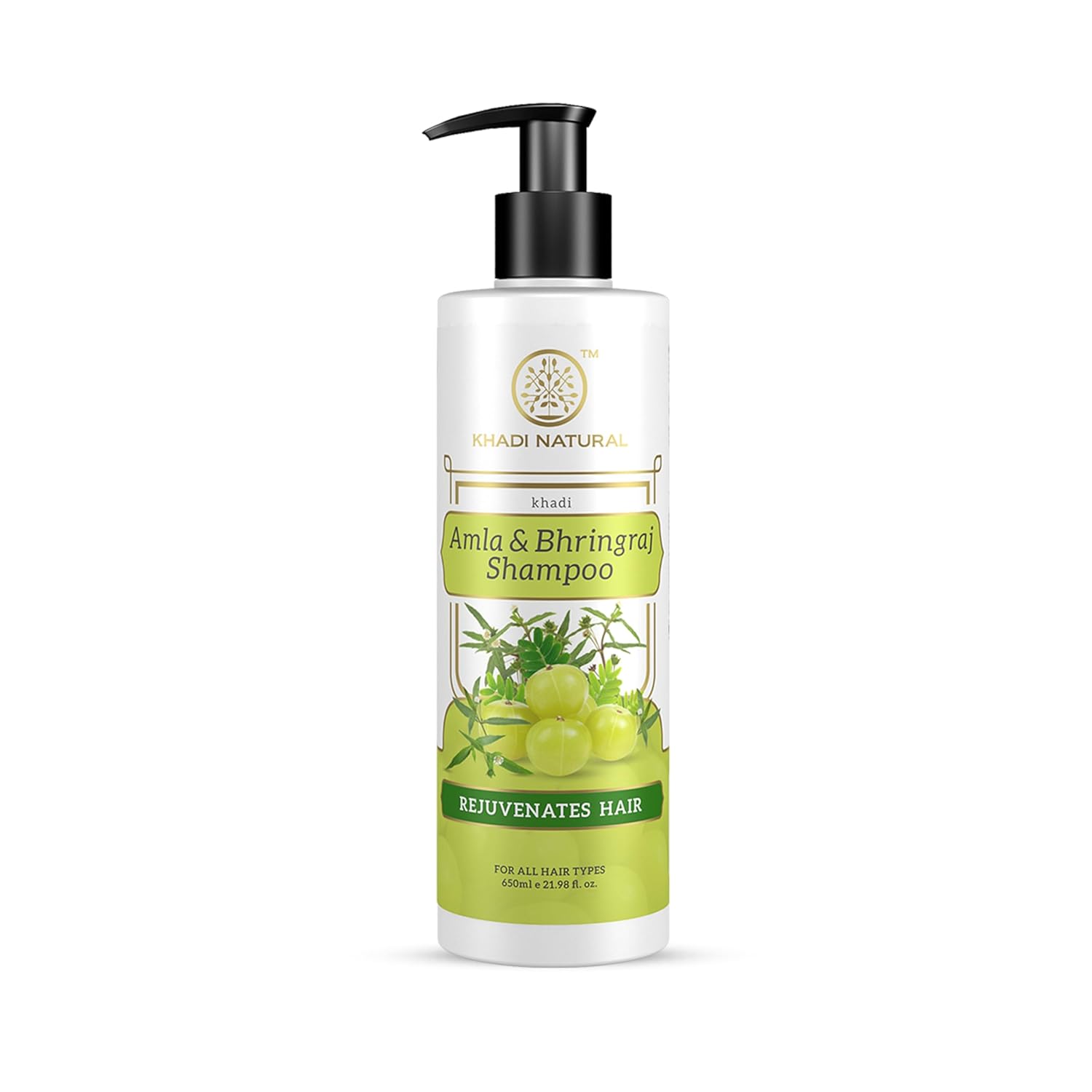 Khadi Natural Amla & Bhringraj Shampoo 650ml Pack of 1 for Dandruff Control and Hair Fall Reduction