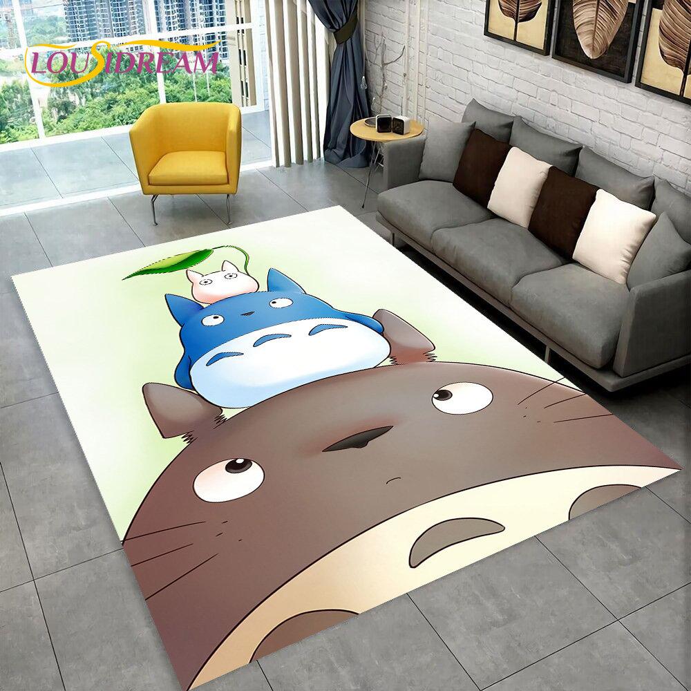 Cartoon My Neighbor T-Totoro Anime Area Rug,Carpet Rug for Living Room Bedroom Sofa Doormat Decoration,Kid Non-slip Floor Mat 3D