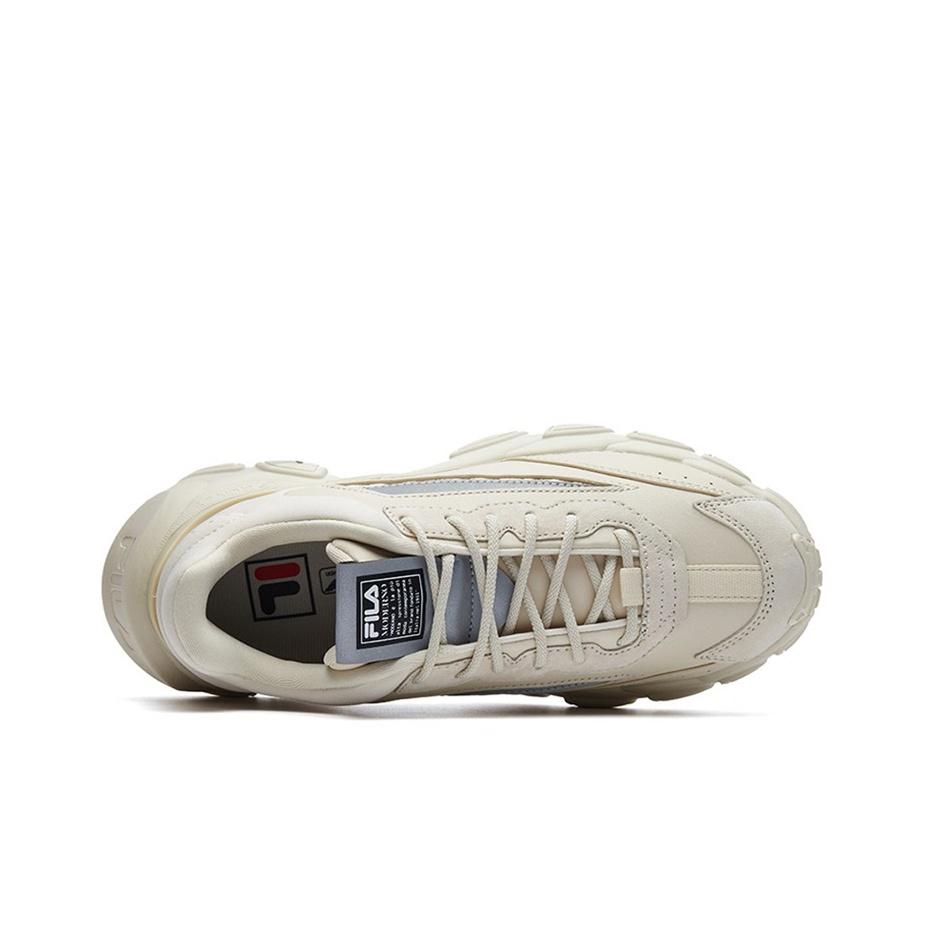 Fila Smasher Stoff Zwei-Schicht Rindsleder Bequem Vielseitig Low-Top Dad Shoes Damen Sneaker Beige F12W134144FAN