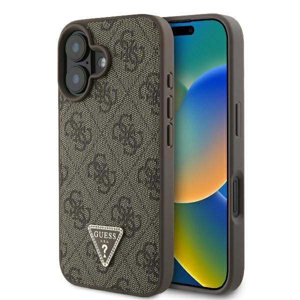 Guess Guhcp16Mp4Tdpw Iphone 16 Plus6.7 Brązowy/Brown Hardcase Leather 4G Triangle Strass