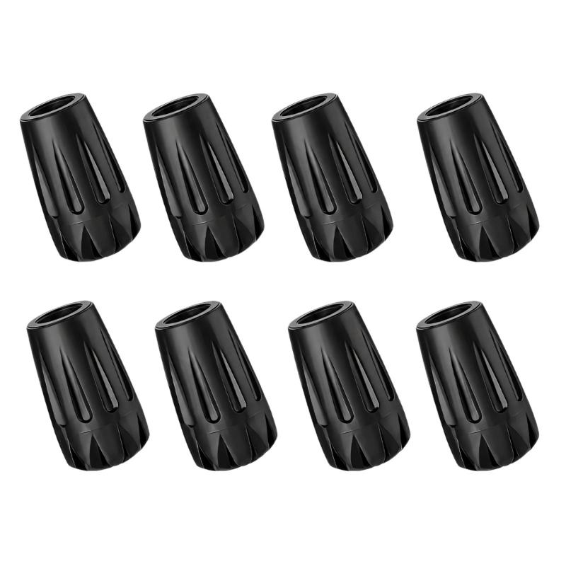 Outdoor Walking Hiking Stick Tip Covers, 8 Black PVC Replacement Part with Enclosed Bases and Hand Installation for Fitness Walking and Hiking