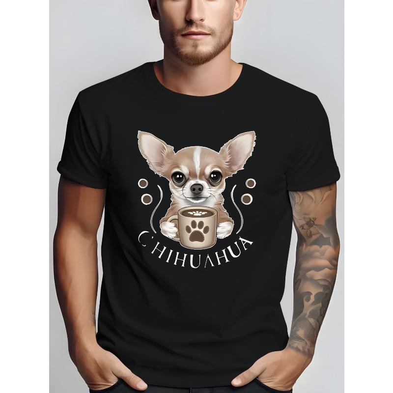

Men s Short-Sleeve T-Shirt with Chihuahua Print Logo - Casual Round Neck Summer Tee, Regular Fit Casual Wear for Men, Everyday Essential Top 4XL чорний