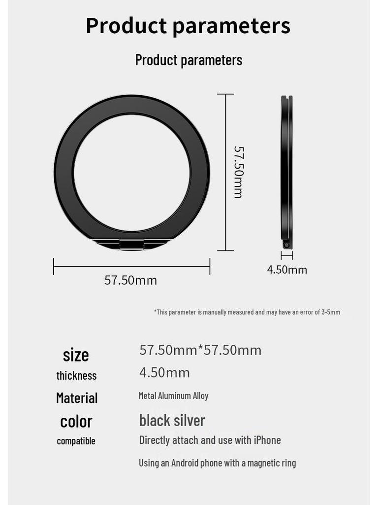 360° Magnetic Foldable Phone Ring Holder - Customizable & Retractable