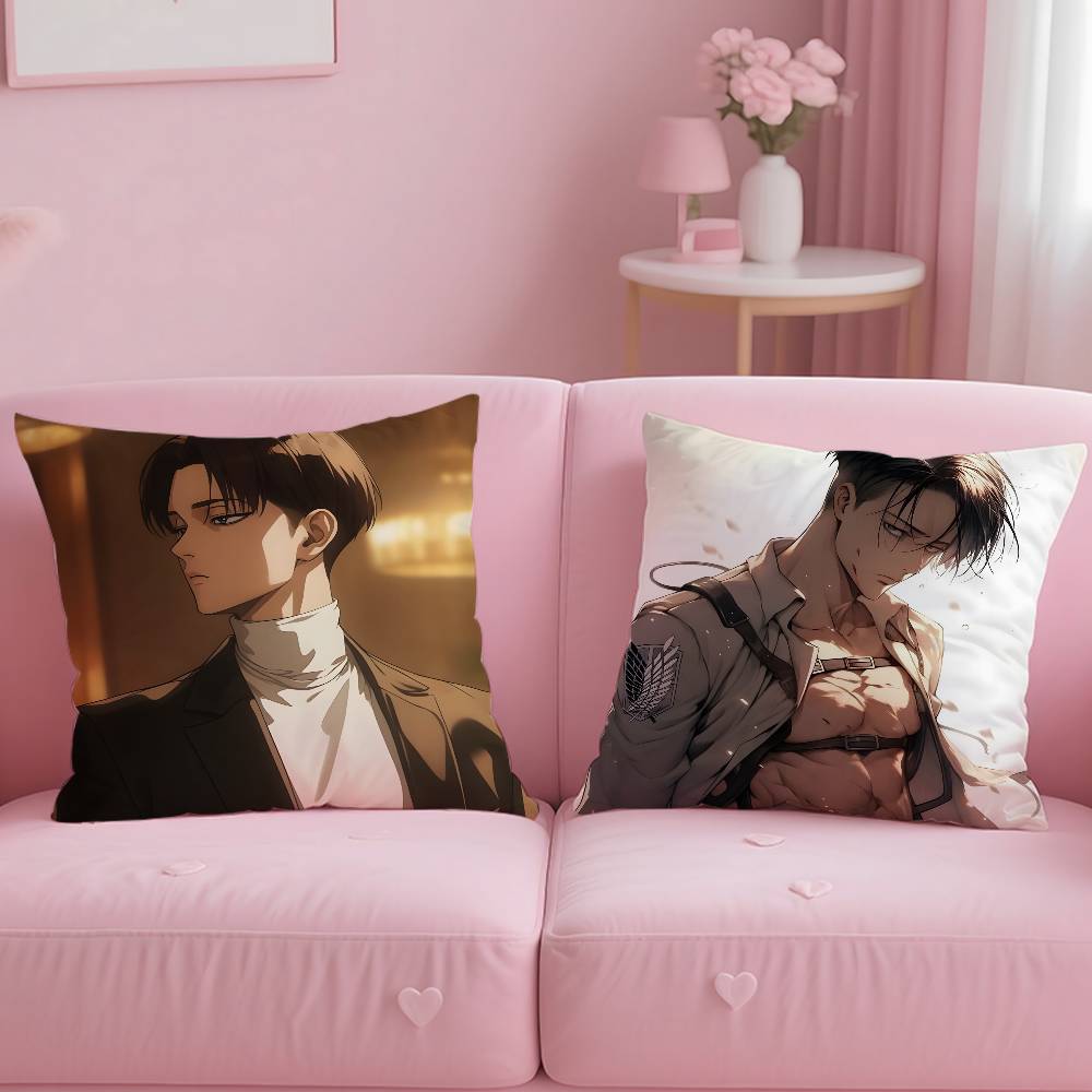1pc Levi Ackerman Attack On Titan Pillow Case Anti-dustmite Pillowcase Invisible zipper silky short plush Sofa cushion cover