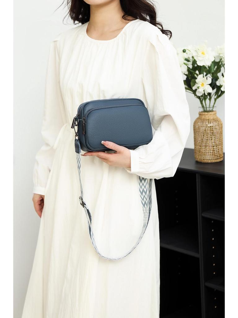 Women's Genuine Leather Crossbody Handbag - Trendy, Versatile, Small Square, Solid Color