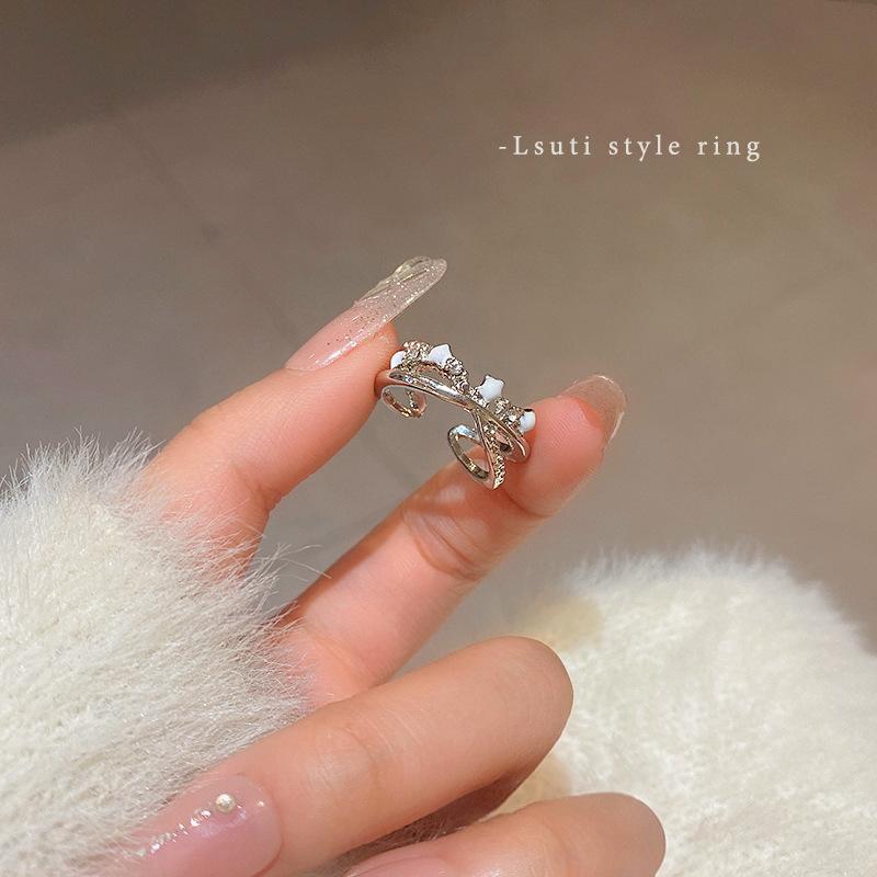 Double star zircon ring female niche design Spice girl ring light luxury personalized jewelry