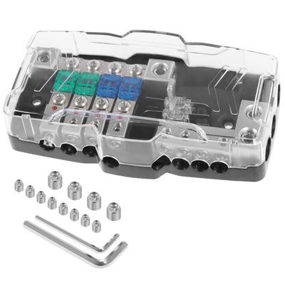 4cestný rozvodný blok napájení ze slitiny zinku pro autorádio s pojistkami 6 MIDI pojistek LED světla 12V-48V multifunkční uzemnění