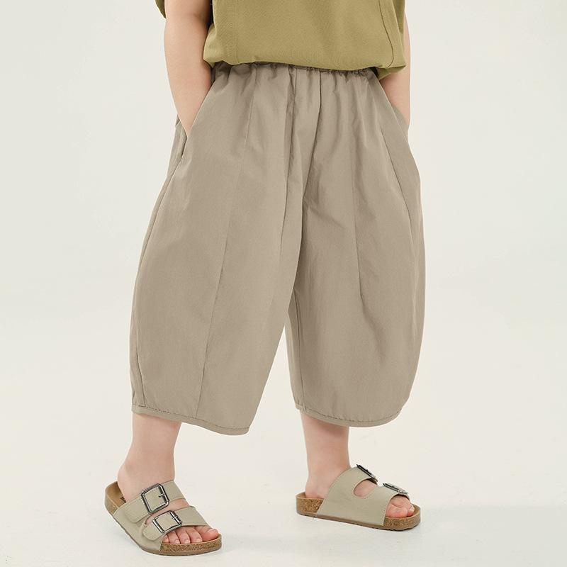 Boys Little Kids Spliced Loose Casual Summer Cropped Pants 90cm хаки