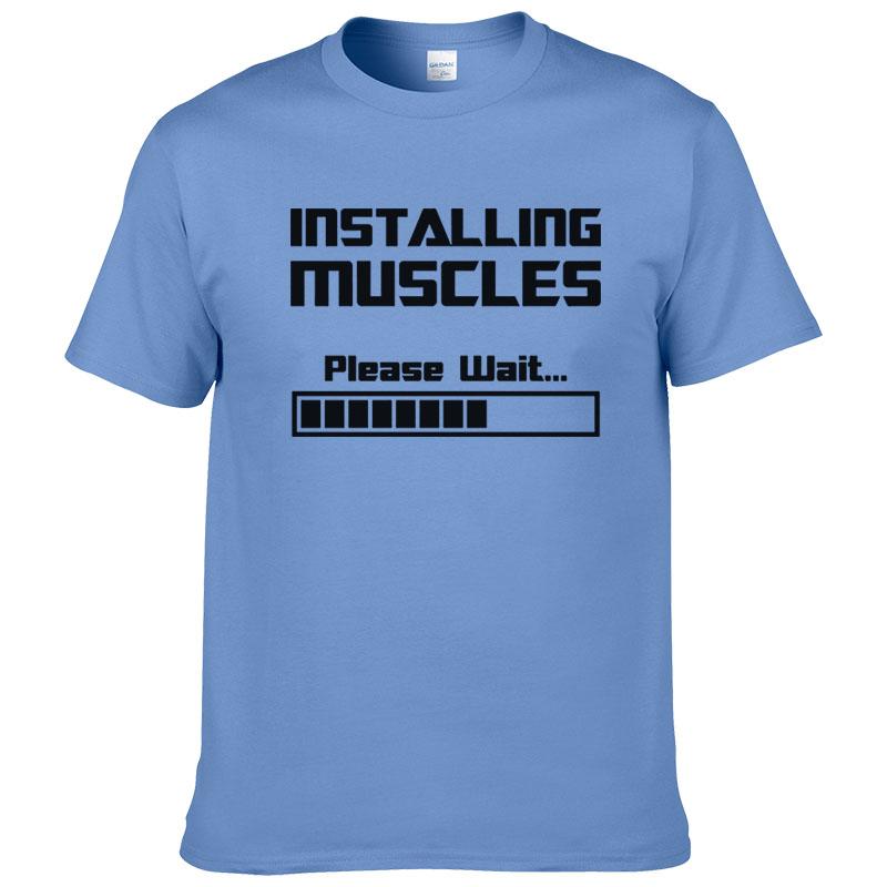 

Summer New Tshirts Installing Muscles Please Wait Loading Bar Funny Print T Shirt Men Women Cotton Short Sleeve Cool Tees 310 M