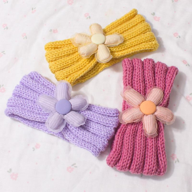 New baby knitted headband cute solid color baby fontanelle wool headscarf children's jewelry autumn and winter