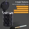 Portable Car Ashtray With Led Light Fireproof Abs Diamond Cut Design For Home Travel Use