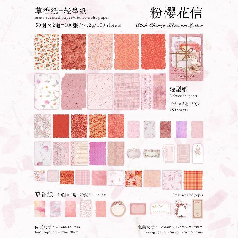 100 Sheets of Paper Post Office Large Collection Material Package Ins Style Retro Butterfly Basic Versatile Decorative Material Base