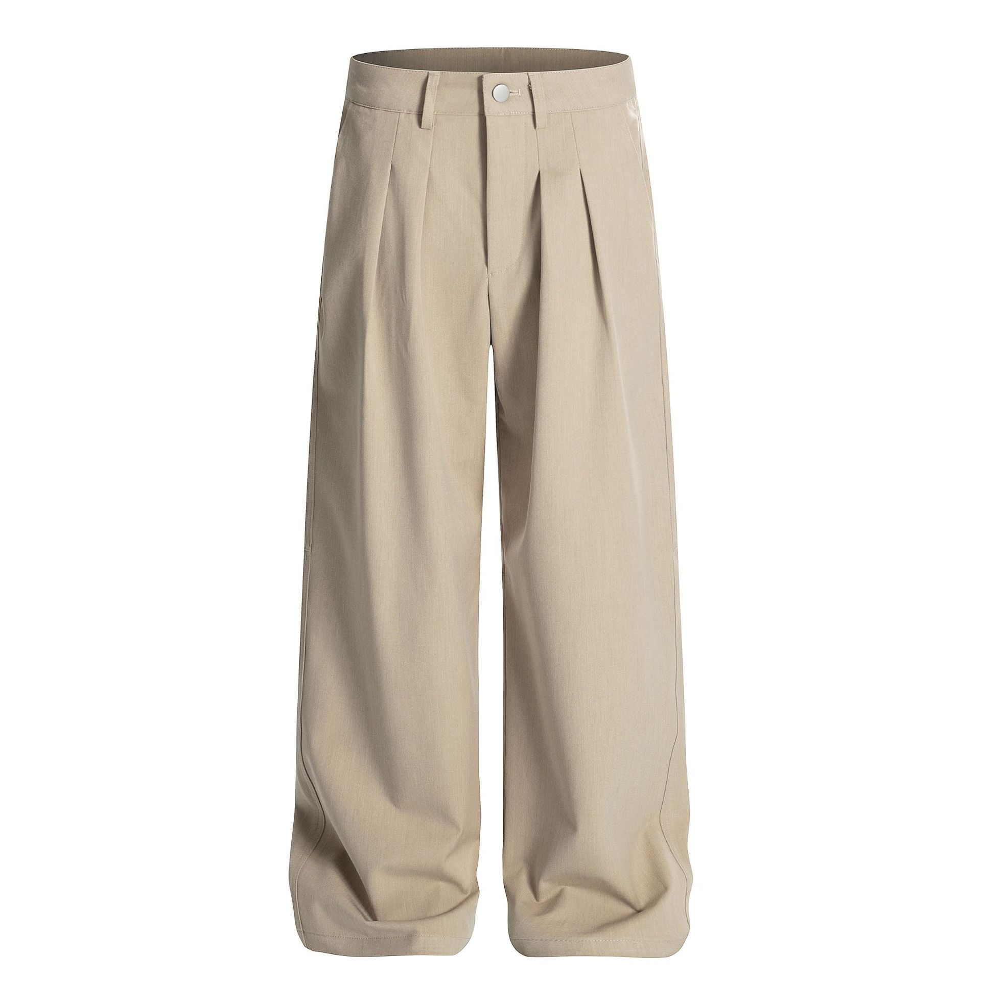 Men s simple pendant suit pants men s loose wide-leg casual pants S абрикосовый