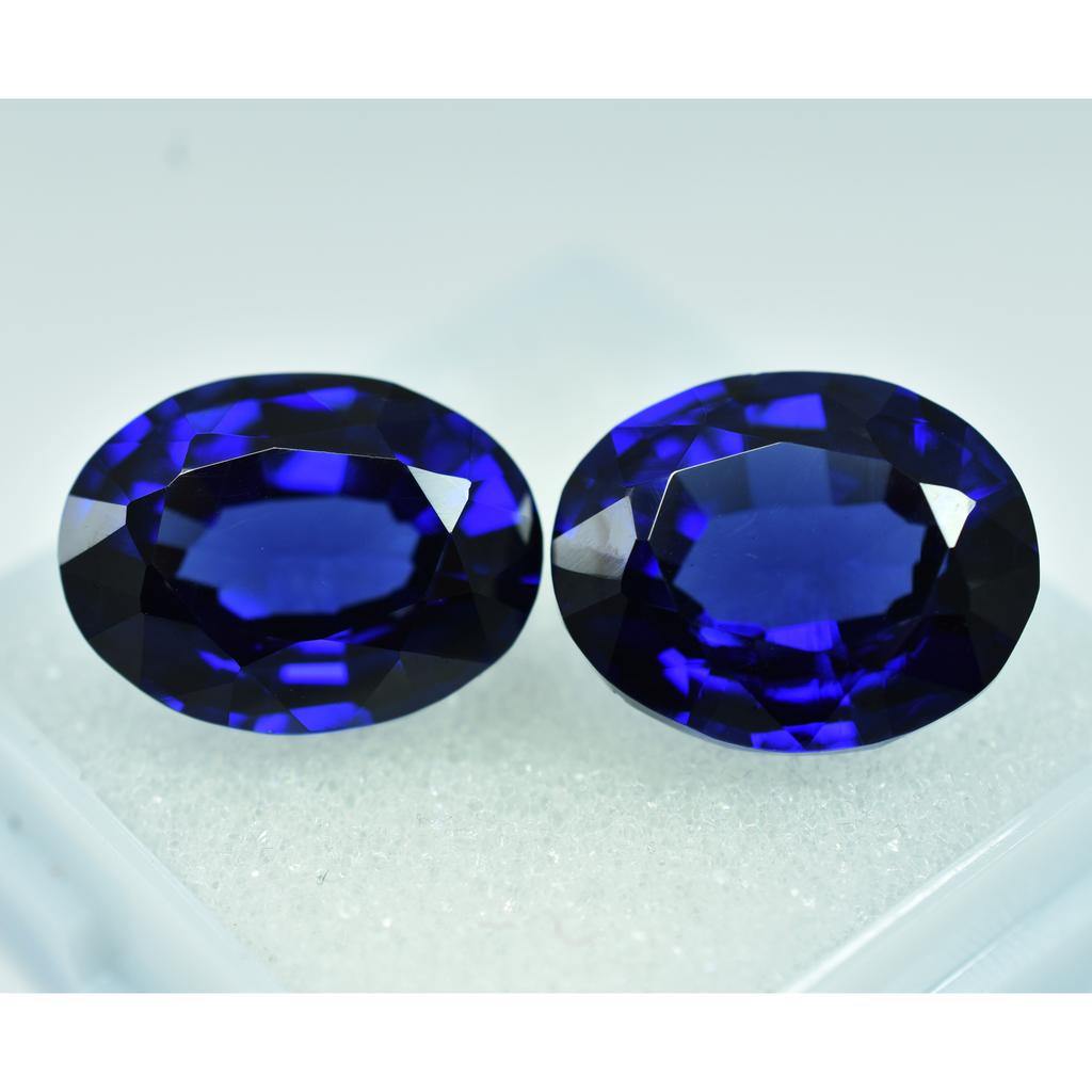 18.60 Ct Natural Blue Sapphire Certified Pair Gemstones Oval Cut Making Jewelry