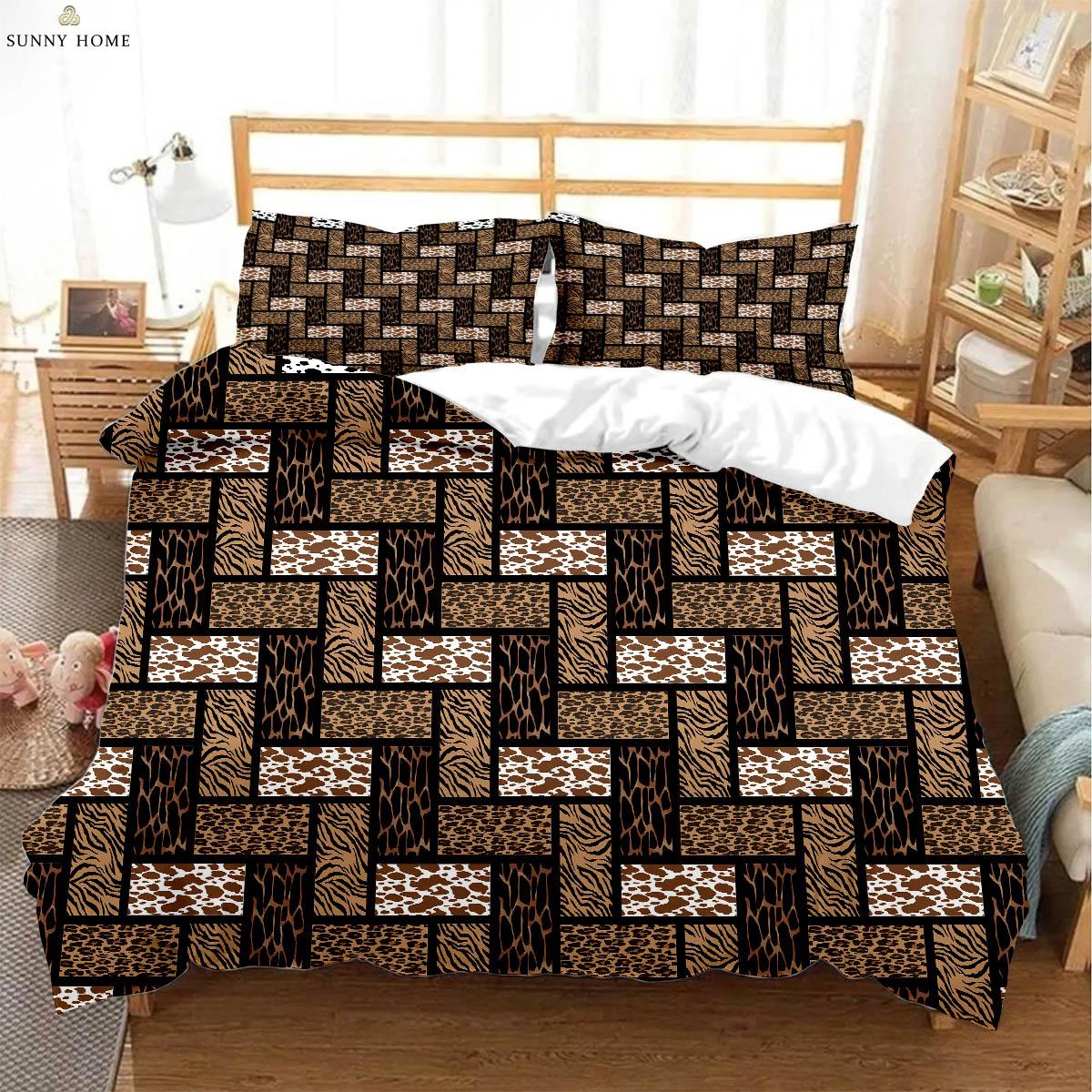 

Animal Texture Leopard 3D Printed Quilt Cover Bedding Set Polyester Machine Washable Quilt Cover Pillowcase Three-piece Set EU 135x200cm 2PCS