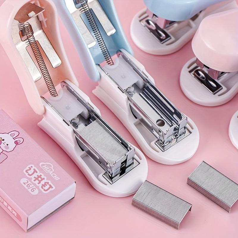 Cartoon mini stapler set, portable small office stapler, stationery supplies, back-to-school season, holiday gift