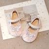 Girls Mary Janes Crystal Flats for Wedding Party Kids Sequined Butterfly-knot  with Lace Princess Sweet Children Glitter Shoes
