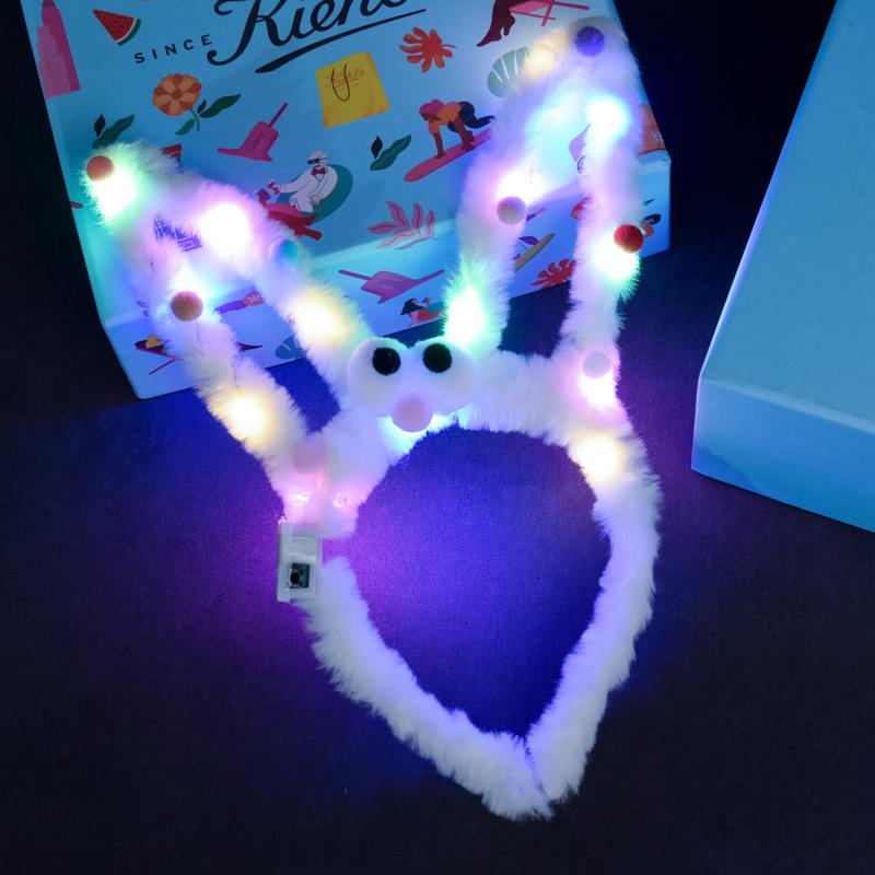 Women Girls LED Bunny Ears Hairband Easter Light Up Headbands Halloween Glow Party Supplies Wedding Festival