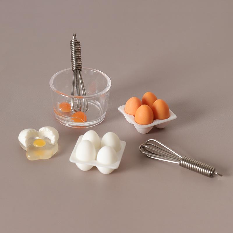 1:12 Dollhouse Mini Egg Frying Pan Kitchenware Model Dollhouse Kitchen Scene Accessories Children Pretend Play Toys Kit