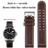 20mm 22mm Genuine Leather with Nails Watchband For Hamilton Khaki  H77616533 H70615733 Series Men's Watch Band Strap Wristband