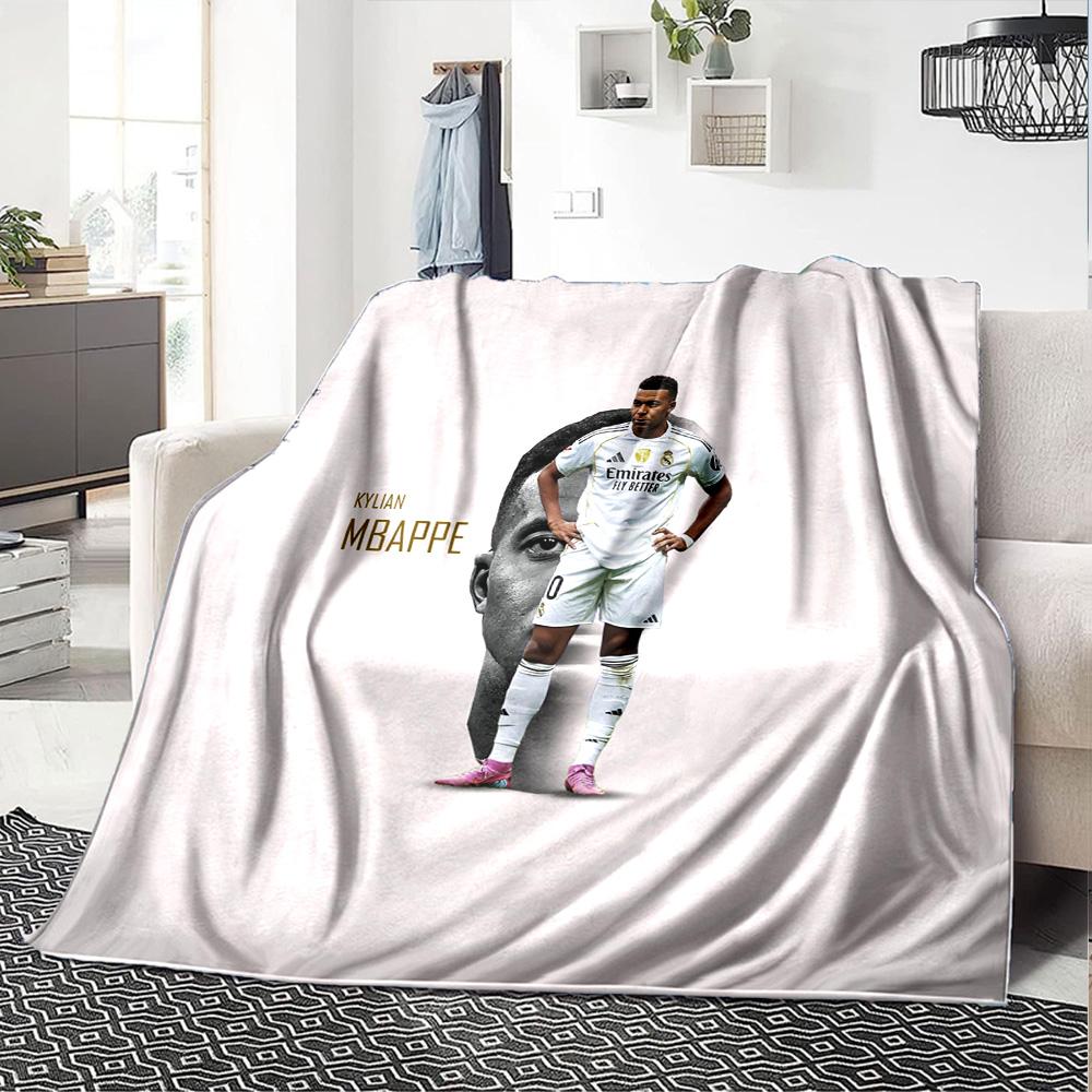 Star Player Kylian Mbappé Blanket Durable Comfort Perfect for Chair Picnics Office for All Occasions Playful Design